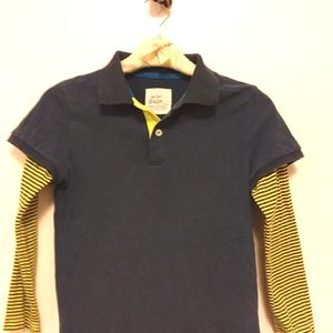 Mini Boden blue polo w/ striped long sleeves